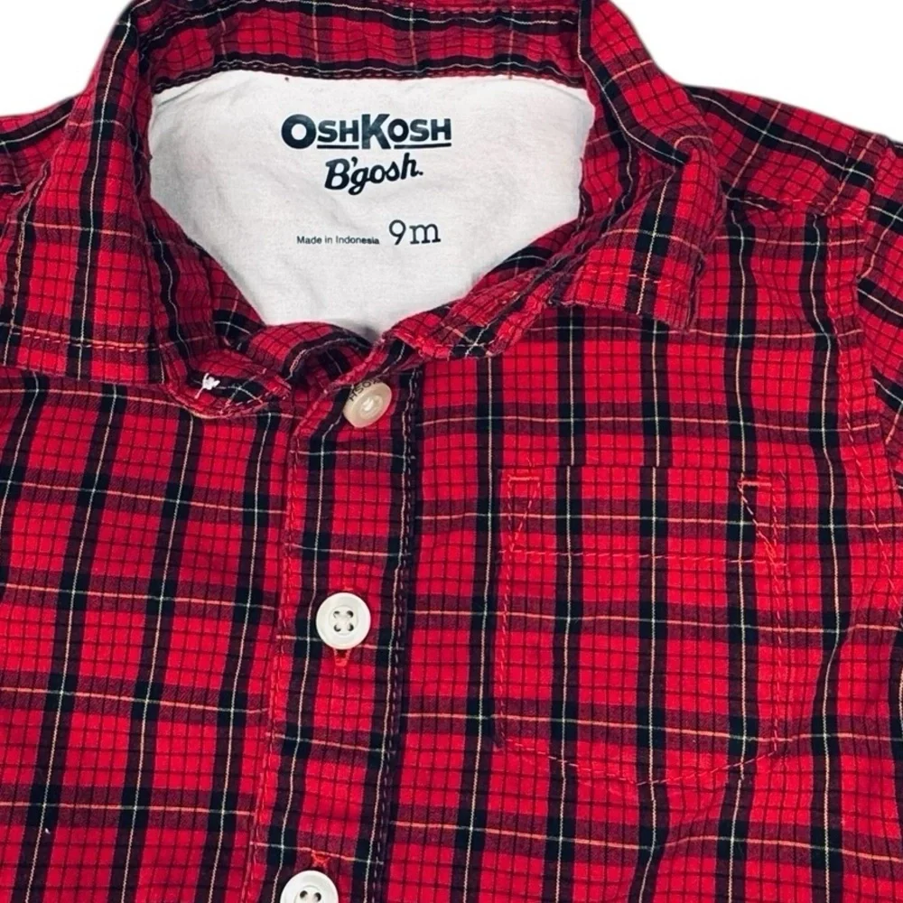 OshKosh B’gosh Plaid Button-Up Bodysuit – Size 9 Months